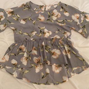 Grey Floral Blouse